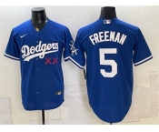 Men's Los Angeles Dodgers x KAWS #5 Freddie Freeman Royal Vapor Premier Limited Stitched Baseball Jersey