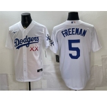 Men's Los Angeles Dodgers x KAWS #5 Freddie Freeman White Vapor Premier Limited Stitched Baseball Jersey