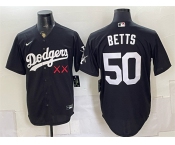 Men's Los Angeles Dodgers x KAWS #50 Mookie Betts Black Vapor Premier Limited Stitched Baseball Jersey