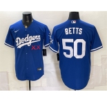 Men's Los Angeles Dodgers x KAWS #50 Mookie Betts Royal Vapor Premier Limited Stitched Baseball Jersey