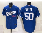 Men's Los Angeles Dodgers x KAWS #50 Mookie Betts Royal Vapor Premier Limited Stitched Baseball Jersey
