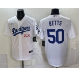 Men's Los Angeles Dodgers x KAWS #50 Mookie Betts White Vapor Premier Limited Stitched Baseball Jersey