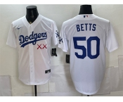 Men's Los Angeles Dodgers x KAWS #50 Mookie Betts White Vapor Premier Limited Stitched Baseball Jersey