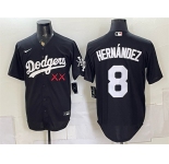 Men's Los Angeles Dodgers x KAWS #8 Enrique Hernández Black Vapor Premier Limited Stitched Baseball Jersey