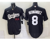 Men's Los Angeles Dodgers x KAWS #8 Enrique Hernández Black Vapor Premier Limited Stitched Baseball Jersey