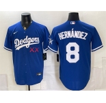 Men's Los Angeles Dodgers x KAWS #8 Enrique Hernández Royal Vapor Premier Limited Stitched Baseball Jersey
