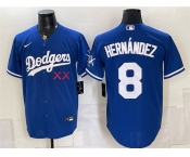Men's Los Angeles Dodgers x KAWS #8 Enrique Hernández Royal Vapor Premier Limited Stitched Baseball Jersey