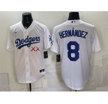 Men's Los Angeles Dodgers x KAWS #8 Enrique Hernández White Vapor Premier Limited Stitched Baseball Jersey