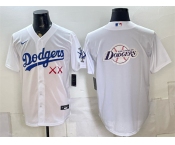 Men's Los Angeles Dodgers x KAWS Team Big Logo White Vapor Premier Limited Stitched Baseball Jersey