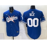 Men's Los Angeles Dodgers x One Piece #00 Ace Royal Vapor Premier Limited Stitched Baseball Jersey