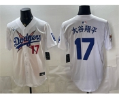 Men's Los Angeles Dodgers x One Piece #17 大谷翔平 White Vapor Premier Limited Stitched Baseball Jersey