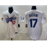 Men's Los Angeles Dodgers x One Piece #17 Shohei Ohtani White Vapor Premier Limited Stitched Baseball Jersey