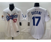 Men's Los Angeles Dodgers x One Piece #17 Shohei Ohtani White Vapor Premier Limited Stitched Baseball Jersey