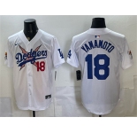 Men's Los Angeles Dodgers x One Piece #18 Yoshinobu Yamamoto White Vapor Premier Limited Stitched Baseball Jersey