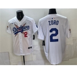 Men's Los Angeles Dodgers x One Piece #2 Zoro White Vapor Premier Limited Stitched Baseball Jersey