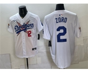 Men's Los Angeles Dodgers x One Piece #2 Zoro White Vapor Premier Limited Stitched Baseball Jersey