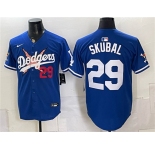 Men's Los Angeles Dodgers x One Piece #29 Tarik Skubal Royal Alternate Stadium Stitched Baseball Jersey