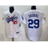 Men's Los Angeles Dodgers x One Piece #29 Tarik Skubal White Vapor Premier Limited Baseball Jersey