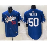 Men's Los Angeles Dodgers x One Piece #50 Mookie Betts Royal Vapor Premier Limited Stitched Baseball Jersey