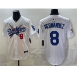 Men's Los Angeles Dodgers x One Piece #8 Enrique Hern谩ndez White Vapor Premier Limited Stitched Baseball Jersey