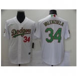 Men's Nike Los Angeles Dodgers #34 Fernando Valenzuela White-Green 2020 World Series Jersey