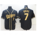 Men's Nike Los Angeles Dodgers #7 Julio Urias Black Gold Authentic Jersey