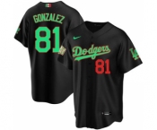 Men's Nike Los Angeles Dodgers #81 Victor Gonzalez Mexico Black Stitched Baseball Jersey