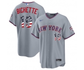 Men's New York Mets #19 Bo Bichette Gray USA 250 Fourth of July Home Stitched Baseball Jersey
