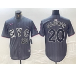Men's New York Mets #20 Pete Alonso Number Grey 2024 City Connect Cool Base Stitched Jersey