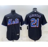 Men's New York Mets #21 Max Scherzer Black Stitched MLB Cool Base Nike Jersey