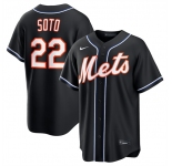 Men's New York Mets #22 Juan Soto 2026 Black Out Stitched Baseball Jersey