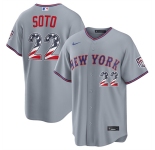 Men's New York Mets #22 Juan Soto Gray USA 250 Fourth of July Home Stitched Baseball Jersey