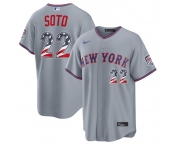 Men's New York Mets #22 Juan Soto Gray USA 250 Fourth of July Home Stitched Baseball Jersey