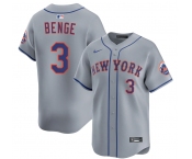 Men's New York Mets #3 Carson Benge 2026 Gray Limited Stitched Baseball Jersey