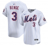 Men's New York Mets #3 Carson Benge 2026 White Home Limited Stitched Baseball Jersey