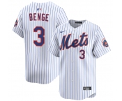 Men's New York Mets #3 Carson Benge 2026 White Home Limited Stitched Baseball Jersey