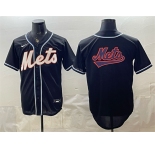 Men's New York Mets Team Big Logo 2026 Fashion Replica Black Out Stitched Baseball Jersey