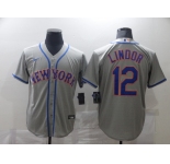 Nike Men's New York Mets #12 Francisco Lindor Grey Alternate Home Cool Base Baseball Jersey