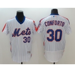 Nike Men's New York Mets #30 Michael Conforto White Retro Alternate Flex Base Authentic Collection Baseball Jersey