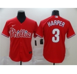 Men's Nike Philadelphia Phillies #3 Bryce Harper Red Alternate Stitched Baseball Jersey