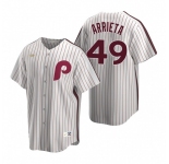 Men's Nike Philadelphia Phillies #49 Jake Arrieta White Cooperstown Collection Home Stitched Baseball Jersey