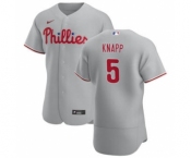 Men's Nike Philadelphia Phillies #5 Andrew Knapp Gray Road 2020 Authentic Player Baseball Jersey