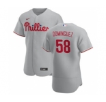 Men's Nike Philadelphia Phillies #58 Seranthony Dominguez Gray Road 2020 Authentic Player Baseball Jersey