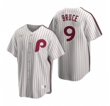 Men's Nike Philadelphia Phillies #9 Jay Bruce White Cooperstown Collection Home Stitched Baseball Jersey