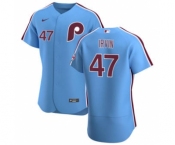 Men's Nike hiladelphia Phillies #47 Cole Irvin Light Blue Alternate 2020 Authentic Player Baseball Jersey