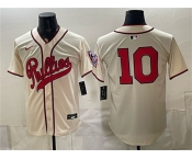 Men's Philadelphia Phillies #10 J.T. Realmuto Cream 2026 Field of Dreams Stadium Stitched Baseball Jersey