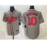 Men's Philadelphia Phillies #10 J.T. Realmuto Gray 2026 Field of Dreams Stadium Stitched Baseball Jersey