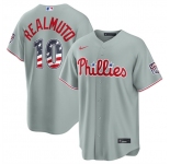 Men's Philadelphia Phillies #10 J.T. Realmuto Gray USA 250 Fourth of July Home Stitched Baseball Jersey
