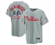Men's Philadelphia Phillies #10 J.T. Realmuto Gray USA 250 Fourth of July Home Stitched Baseball Jersey