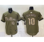 Men's Philadelphia Phillies #10 J.T. Realmuto Olive 2026 Armed Forces Day Stitched Jersey